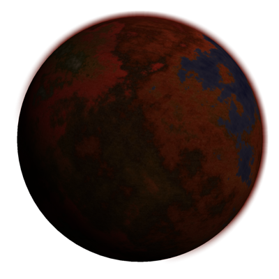 Fungal planet with red fungal growth