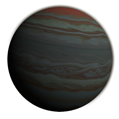 A serene gas giant of blues and whites