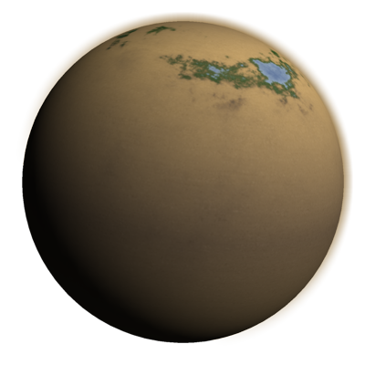 A desert world with oceans at the poles